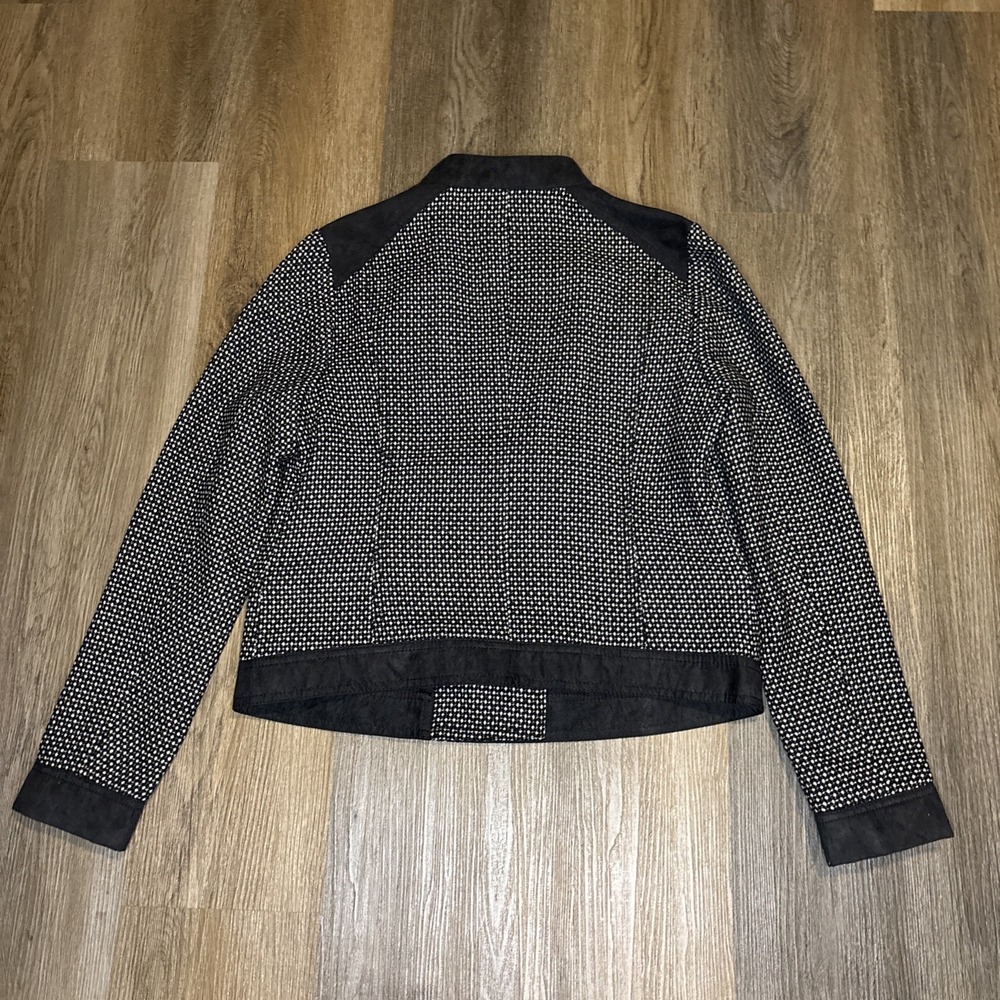 Lucky Brand Jacket Women's Medium Black Swiss Dot Wool Moto Edgy Lightweight NWT - Picture 5 of 16